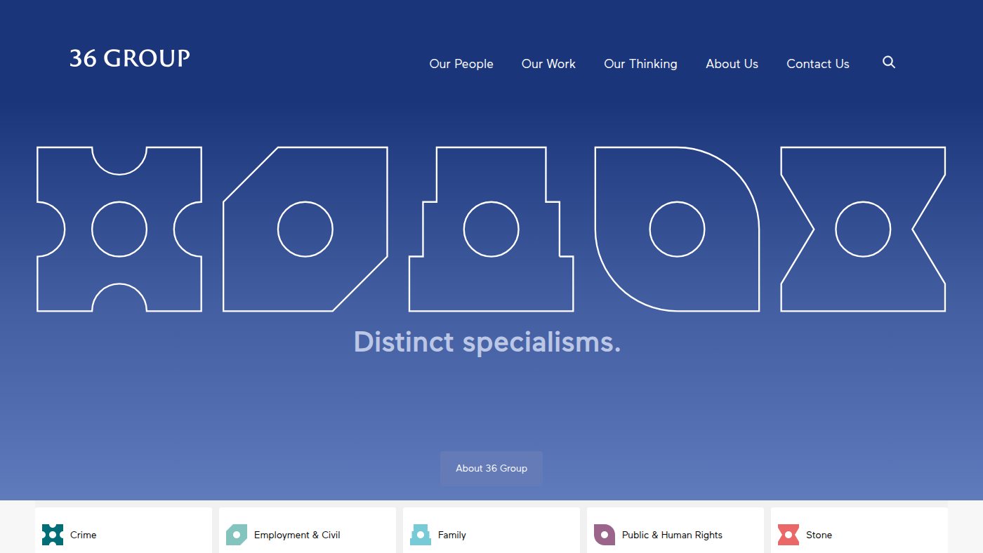 The home page of 36group.co.uk