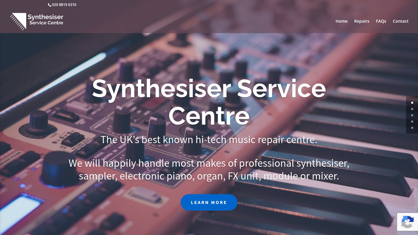 The home page of synthservice.com