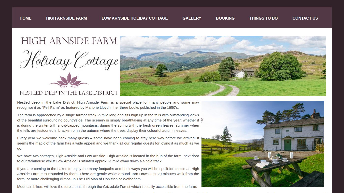The home page of higharnsidefarm.co.uk