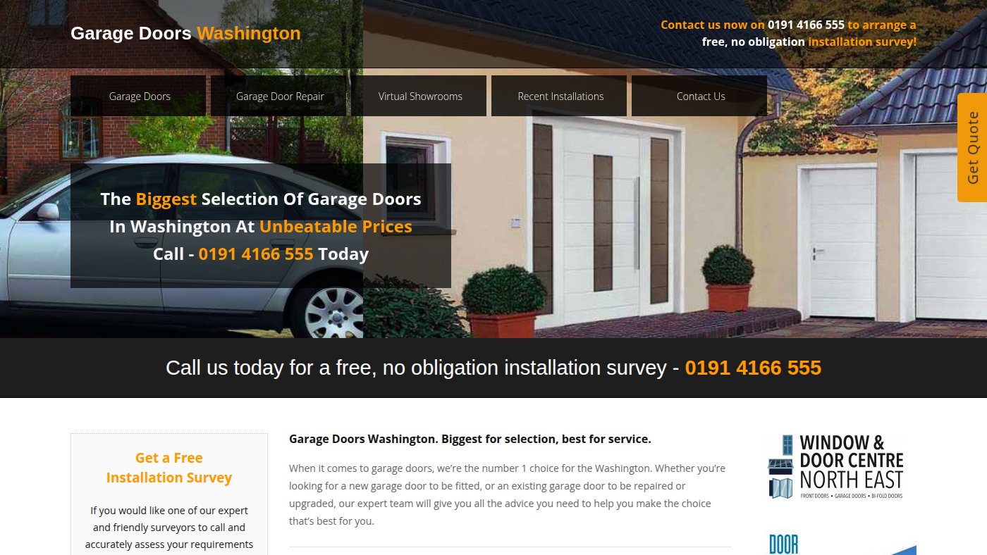 The home page of garagedoorswashington.co.uk
