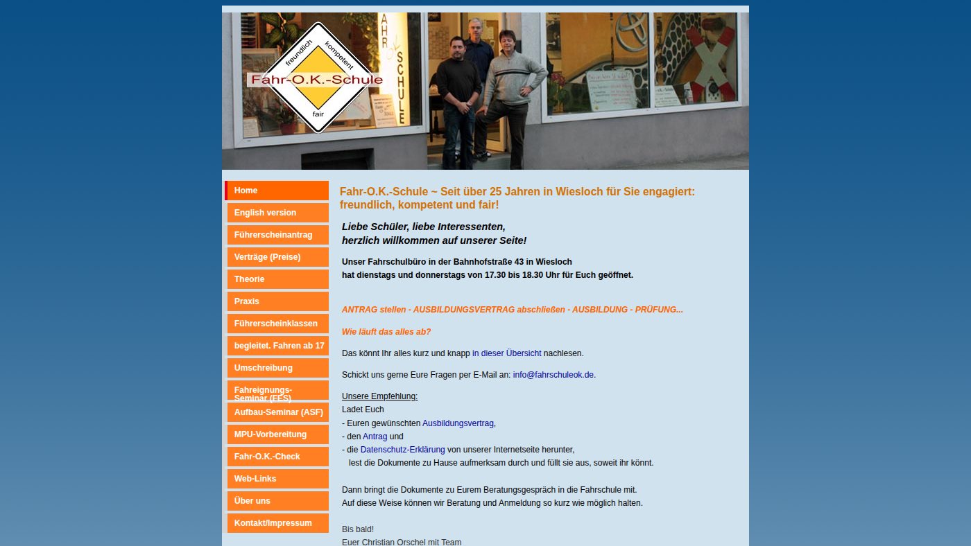 The home page of fahrschuleok.de