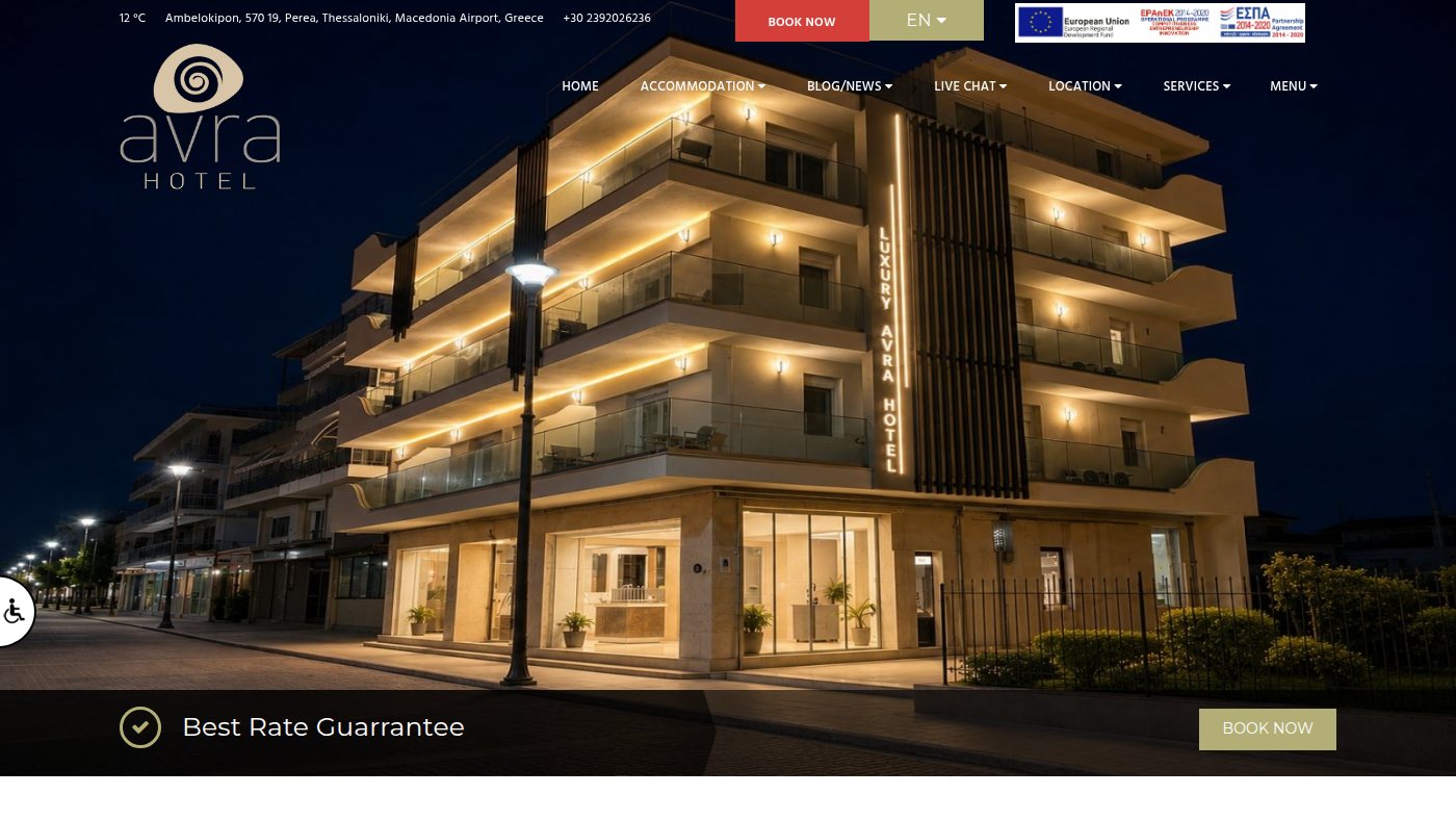 The home page of avrahotelthessaloniki.gr