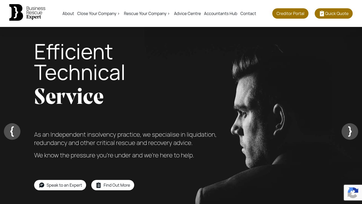 The home page of businessrescueexpert.co.uk