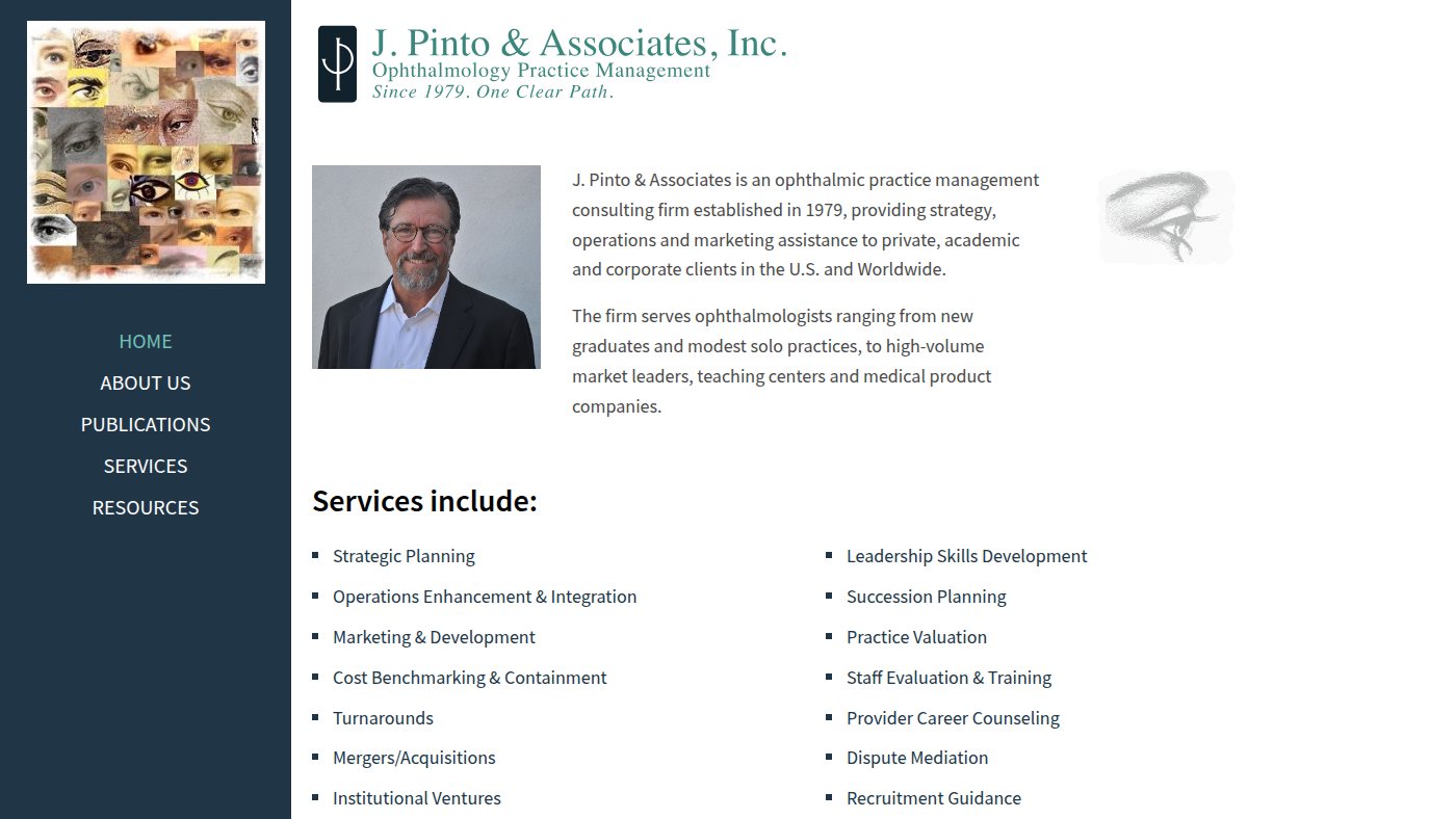 The home page of pintoinc.com