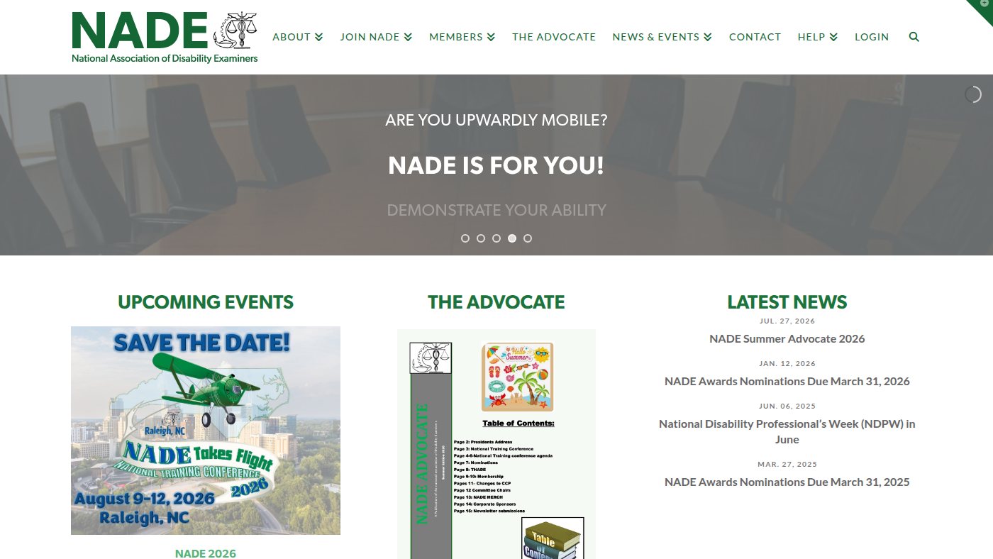 The home page of nade.org
