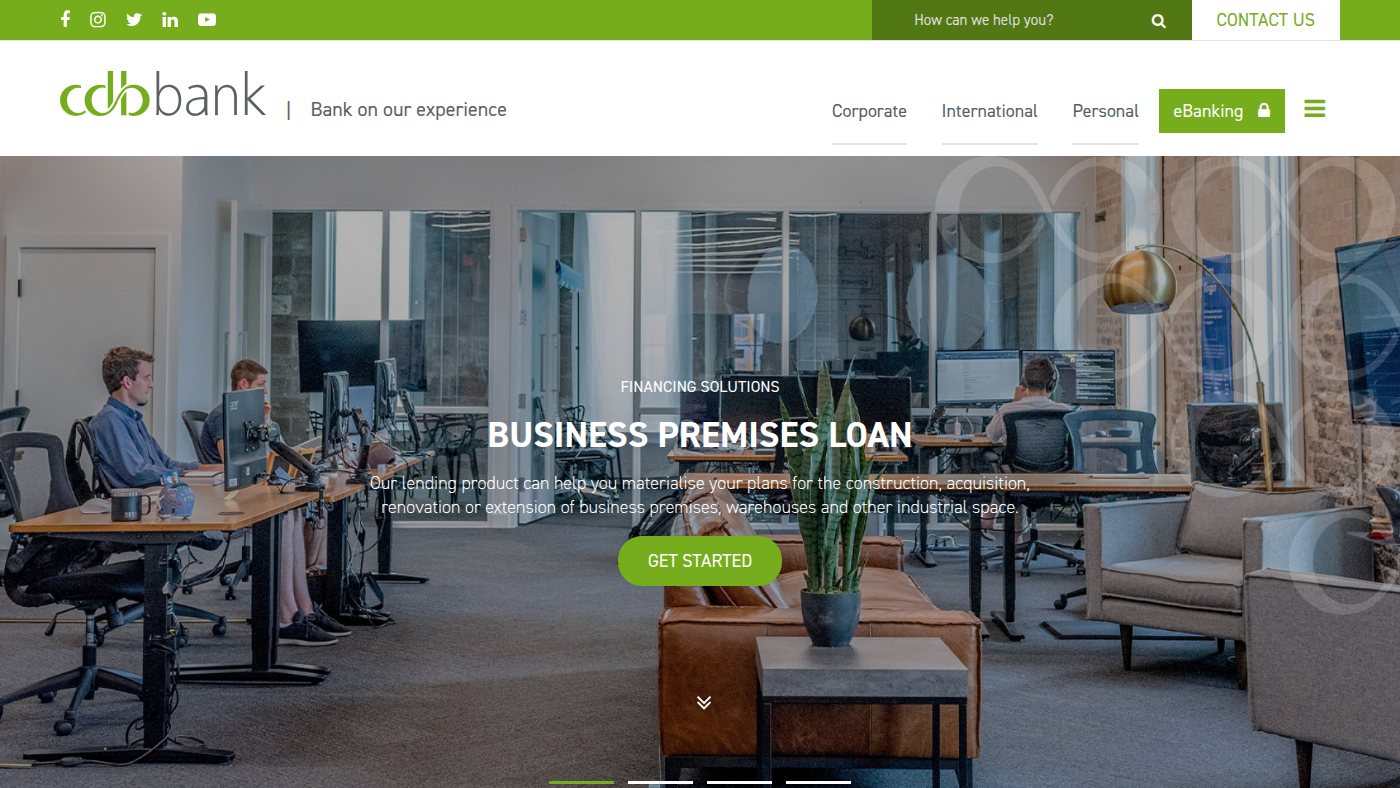The home page of cdb.com.cy