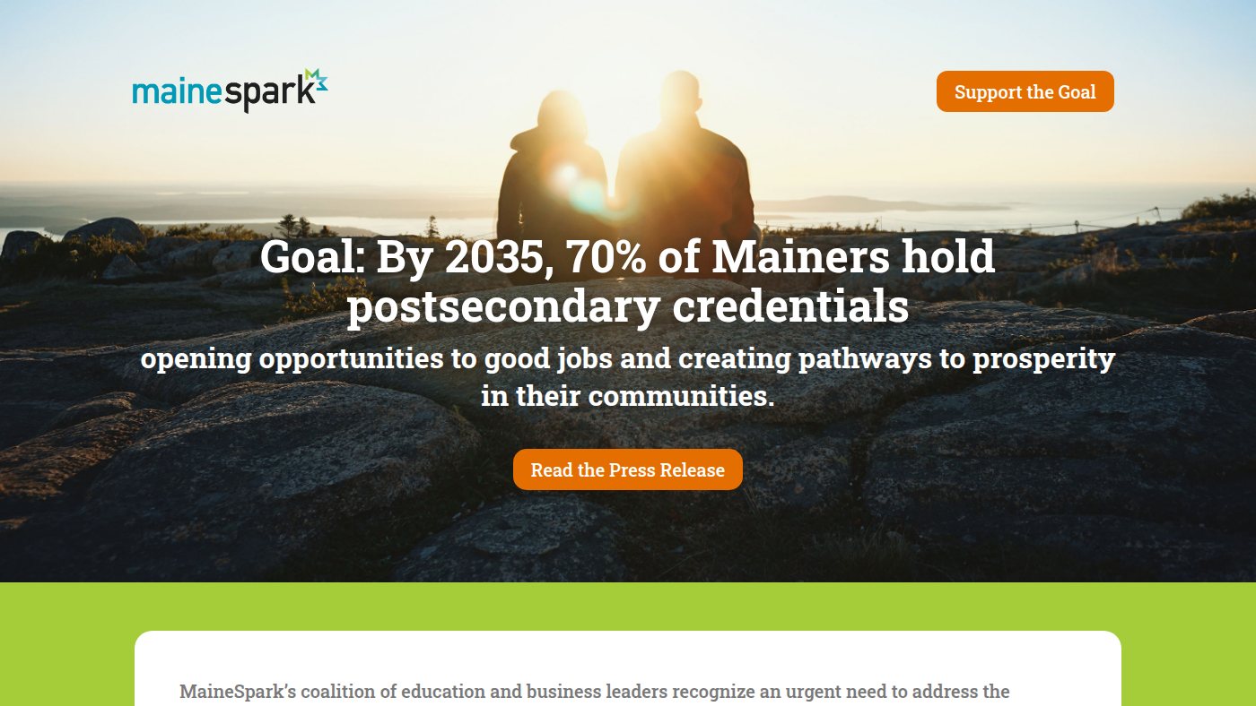 The home page of mainespark.me