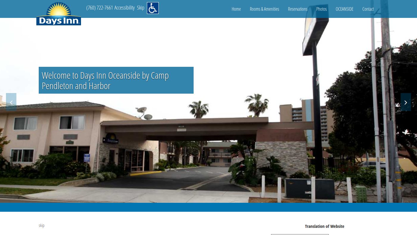 The home page of oceansidedaysinn.com