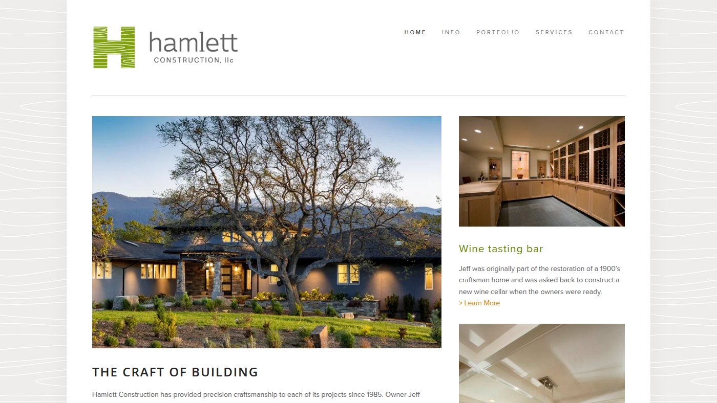 The home page of hamlettbuilt.com