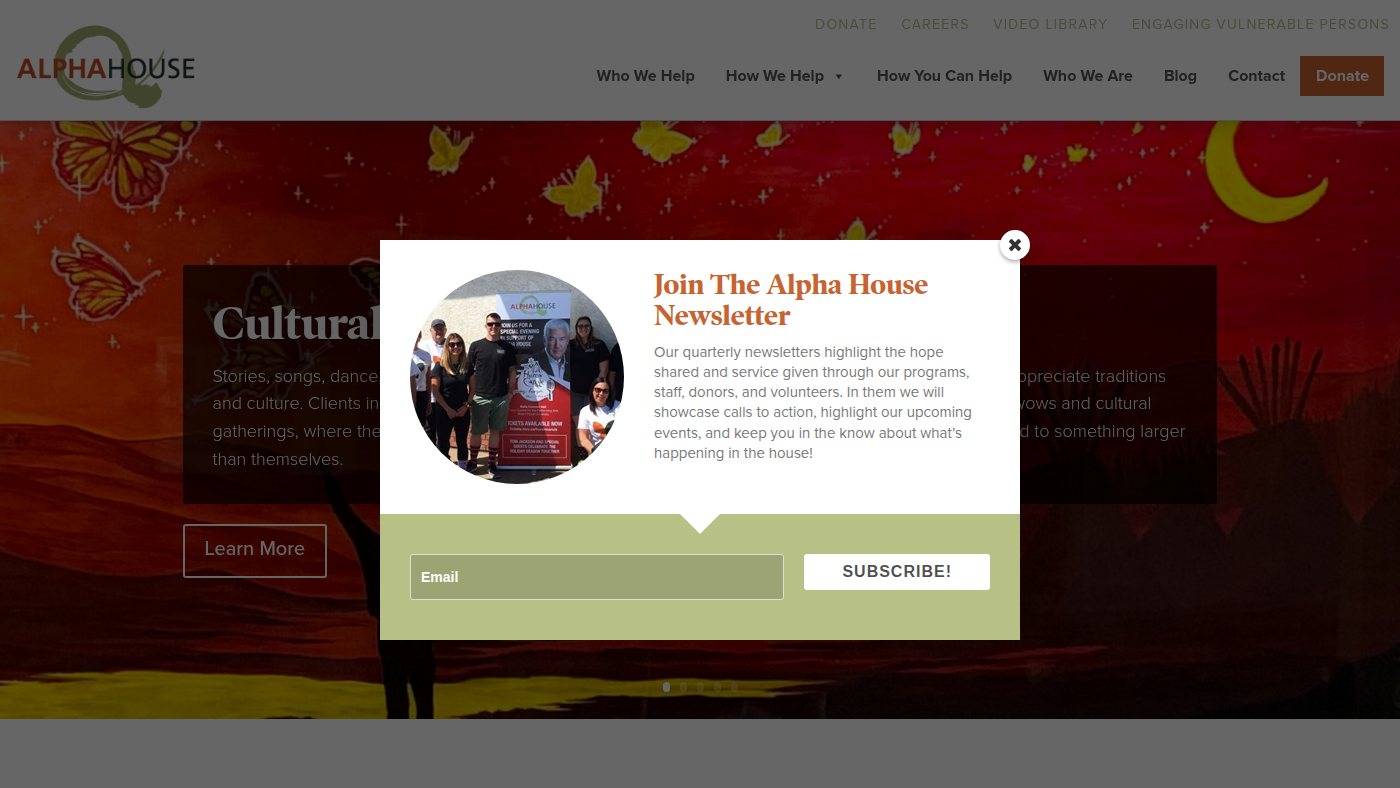 The home page of alphahousecalgary.com