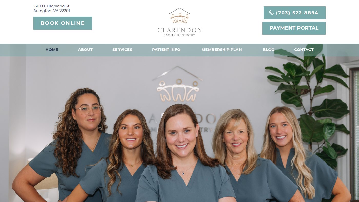 The home page of clarendonfamilydentistry.com