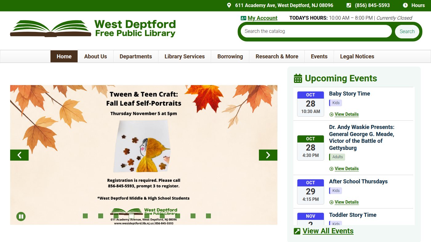 The home page of westdeptford.lib.nj.us