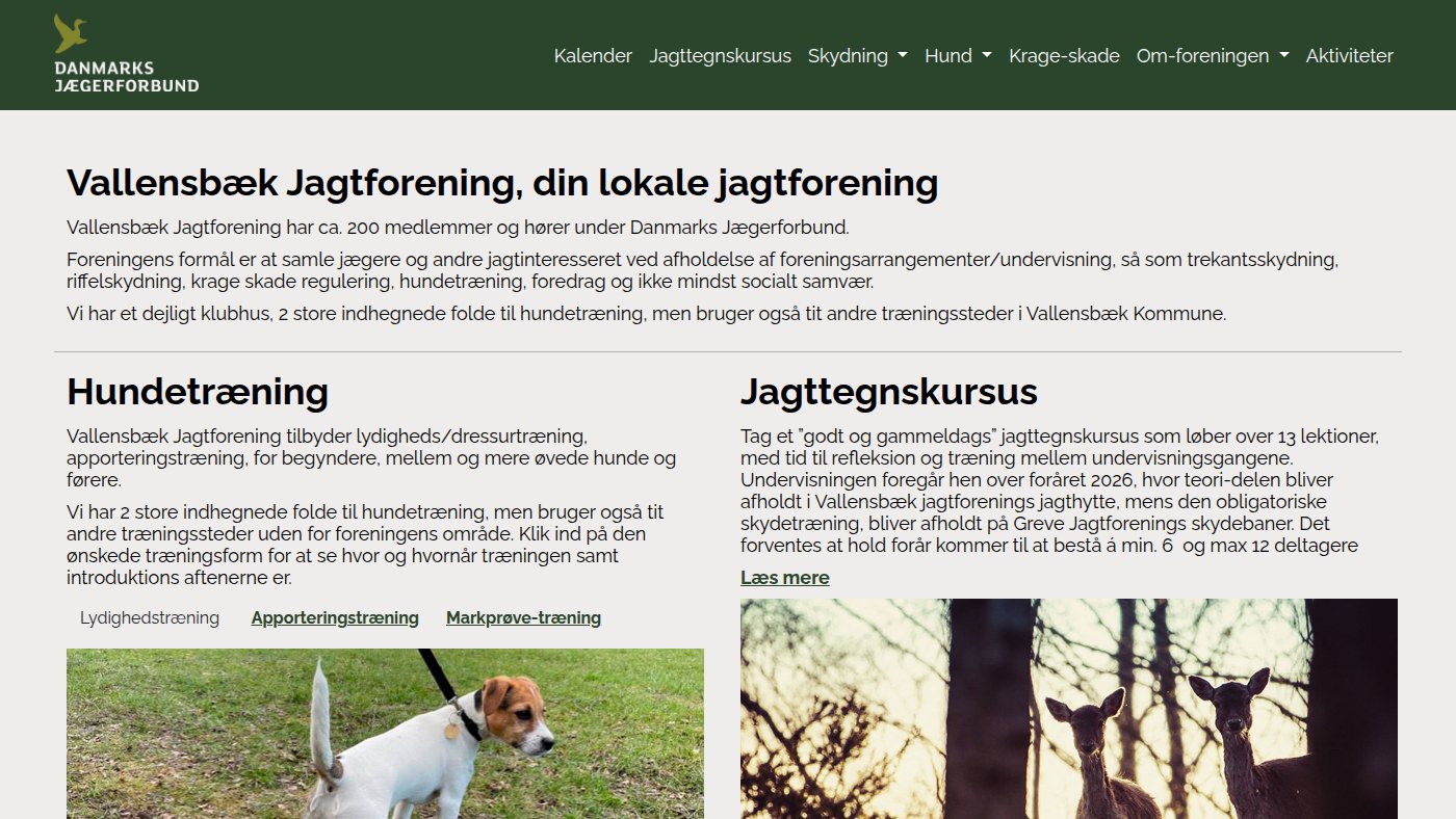The home page of vjf.dk