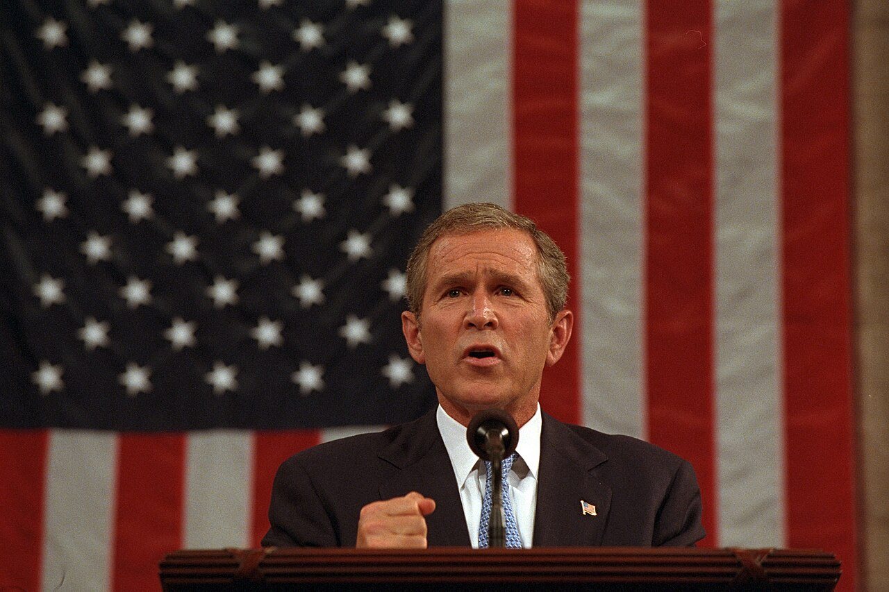 President George W. Bush addresses a joint session of Congress on 20 September 2001