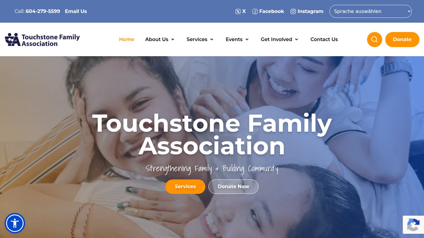 The home page of touchstonefamily.ca