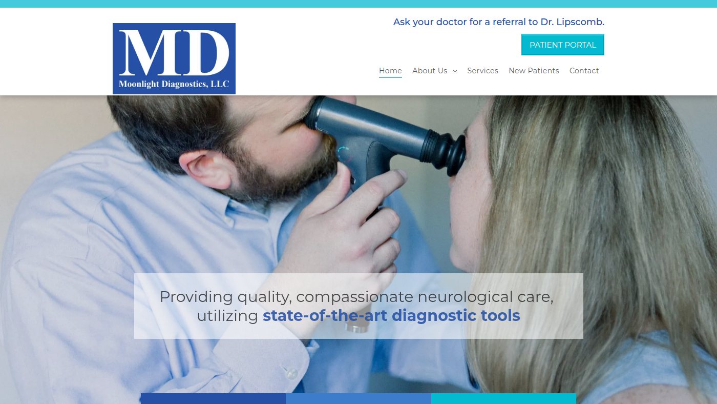The home page of moonlightdiagnostics.com