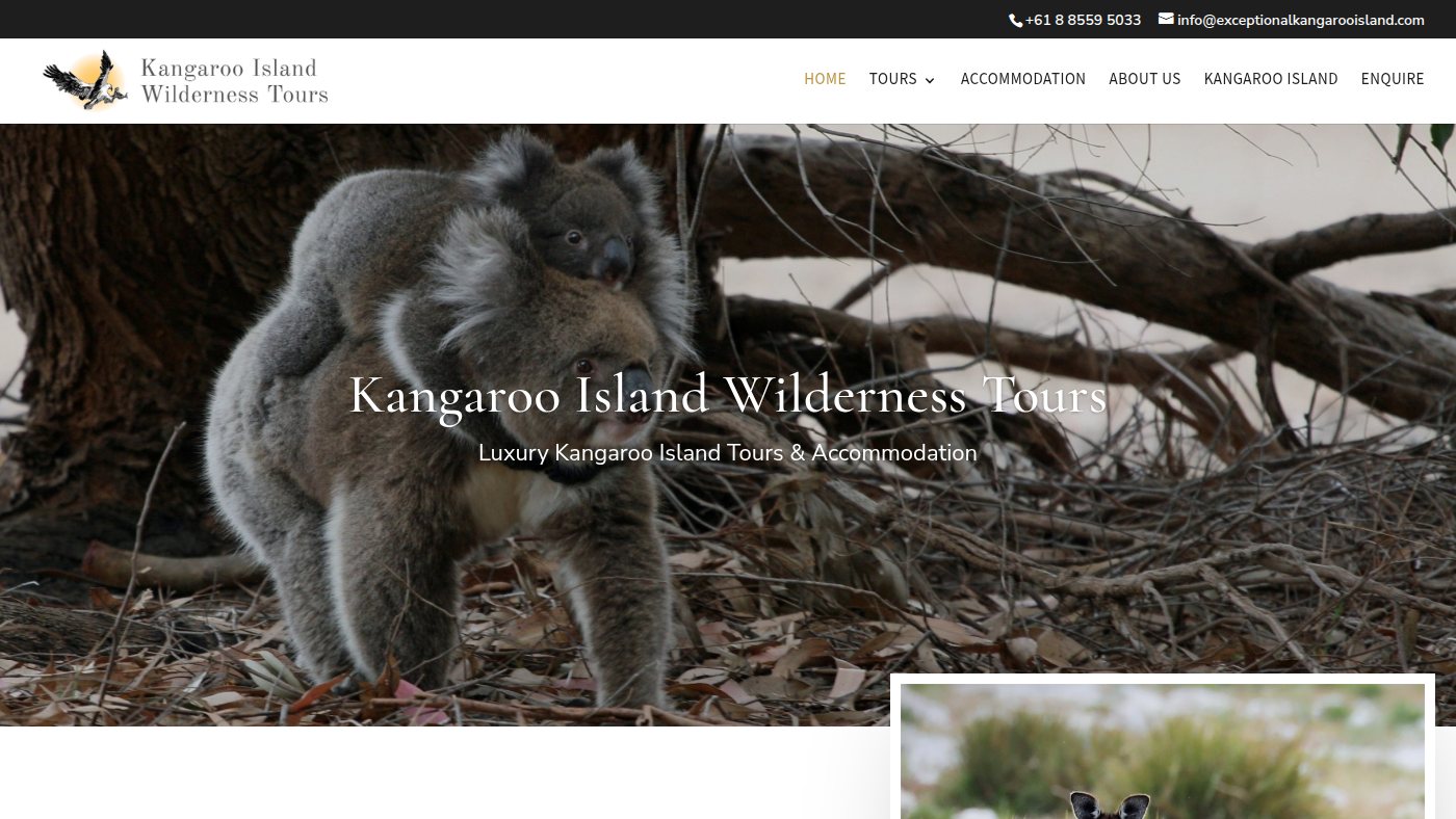 The home page of wildernesstours.com.au