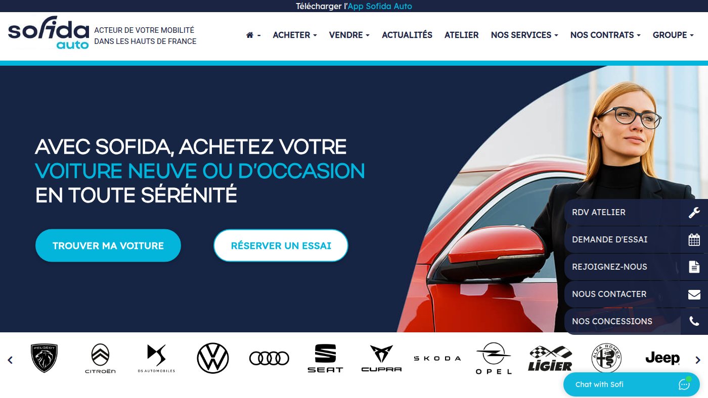 The home page of sofida.fr
