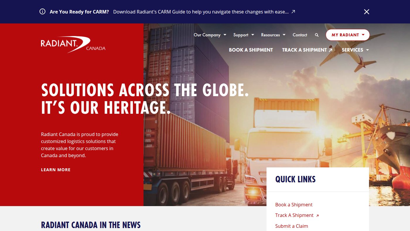 The home page of radiantdeliversca.com