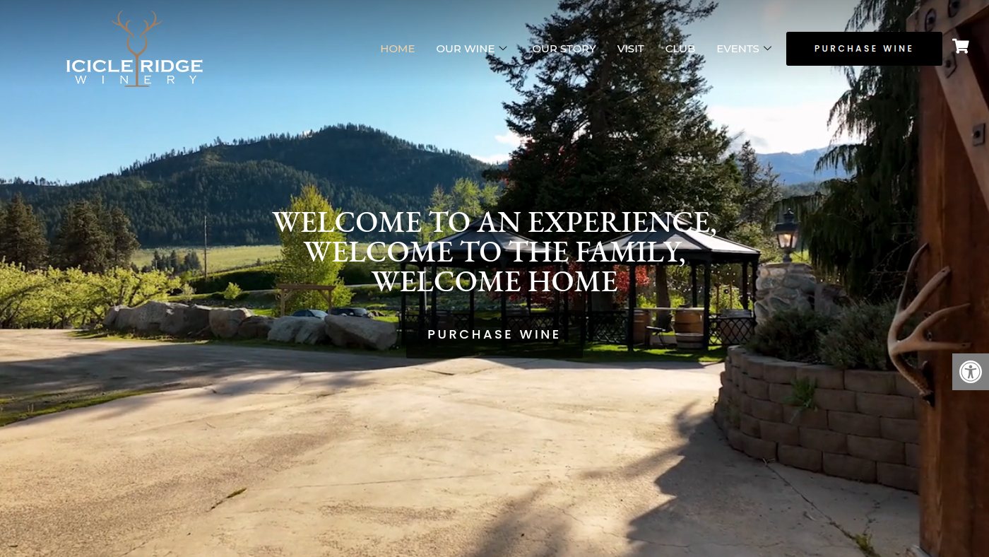 The home page of icicleridgewinery.com
