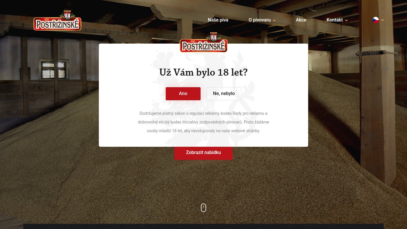 The home page of postriziny.cz