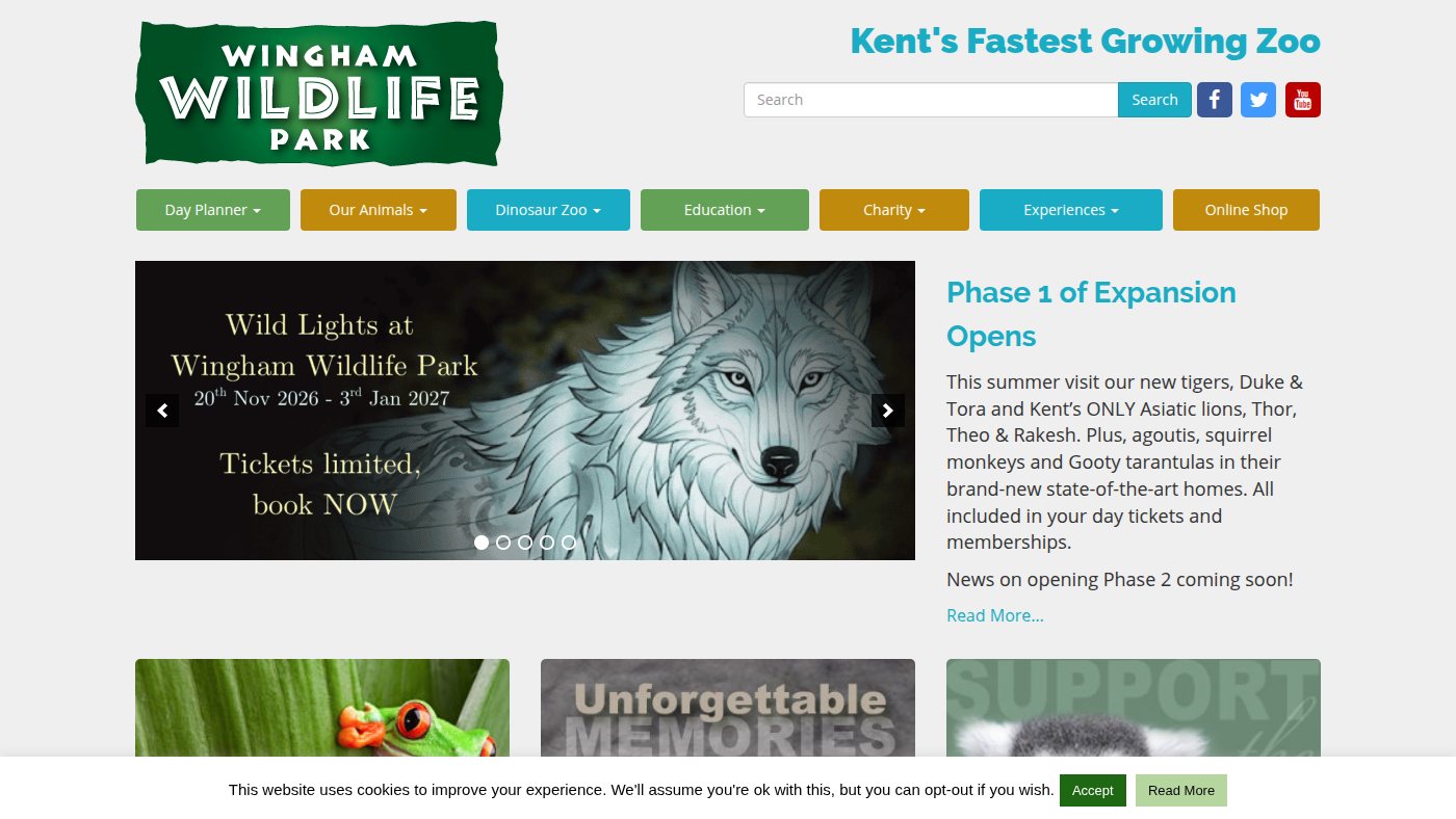 The home page of winghamwildlifepark.co.uk