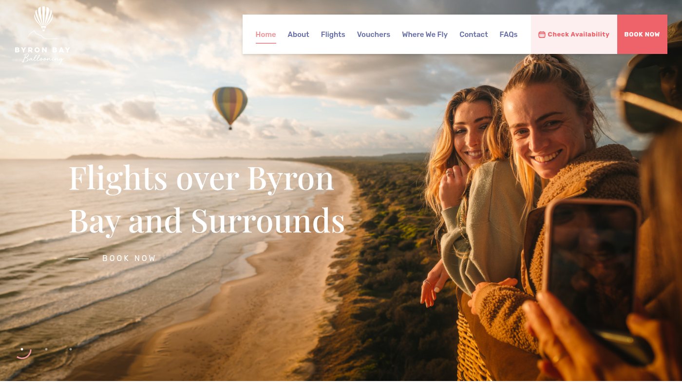 The home page of byronbayballooning.com.au
