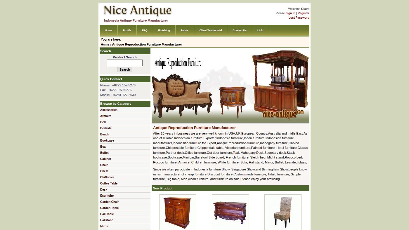 The home page of nice-antique.com