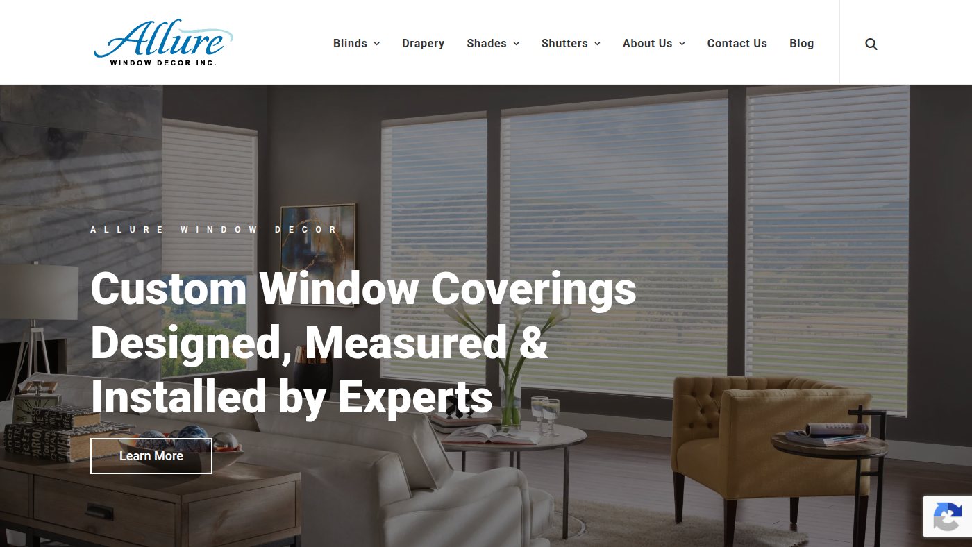 The home page of alluredecor.ca