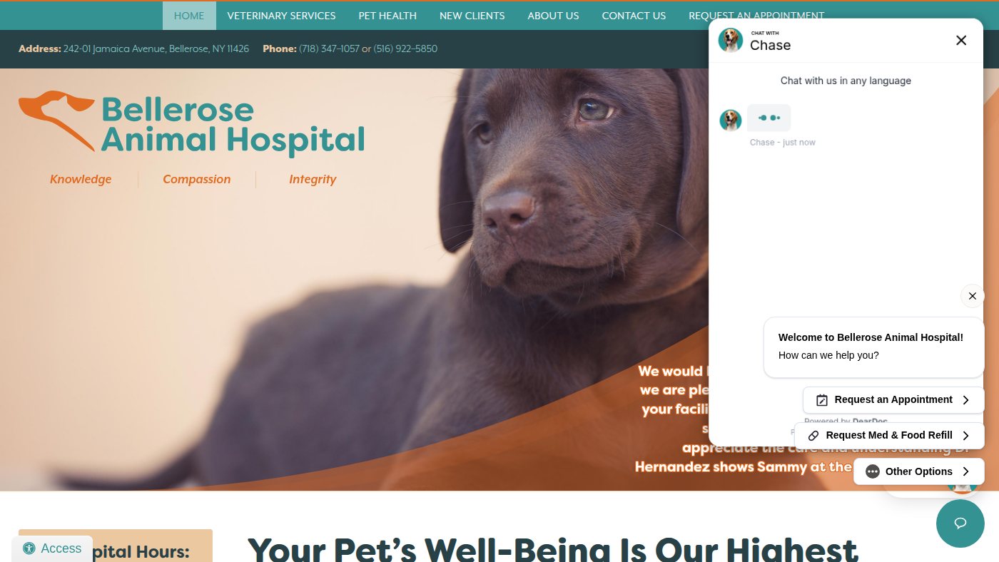 The home page of bellerosevet.com
