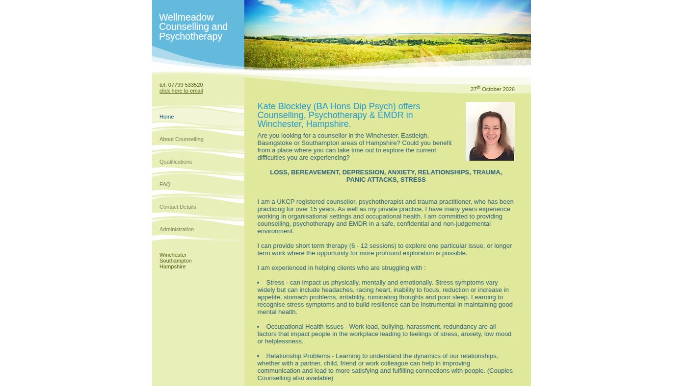 The home page of wellmeadowtherapy.co.uk