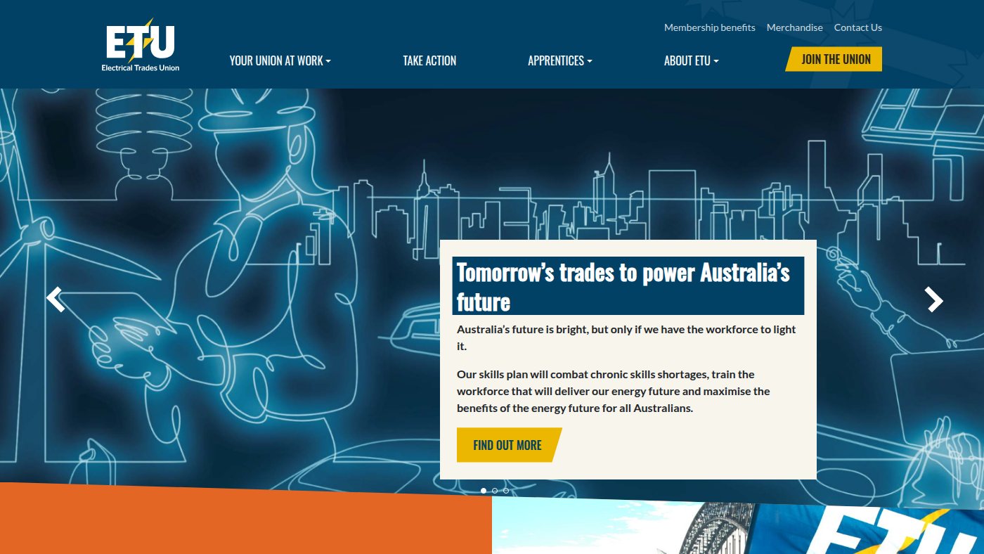 The home page of etunational.asn.au