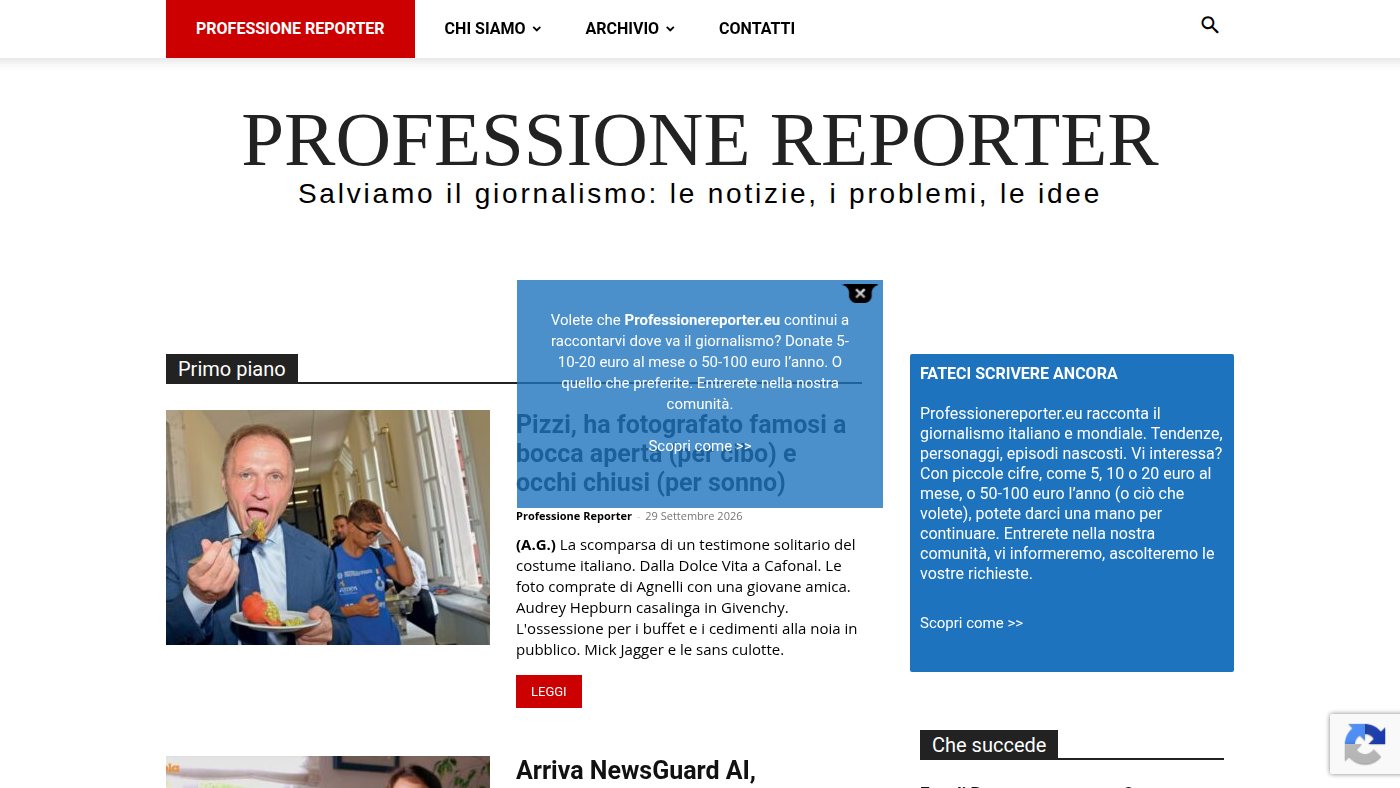 The home page of professionereporter.eu