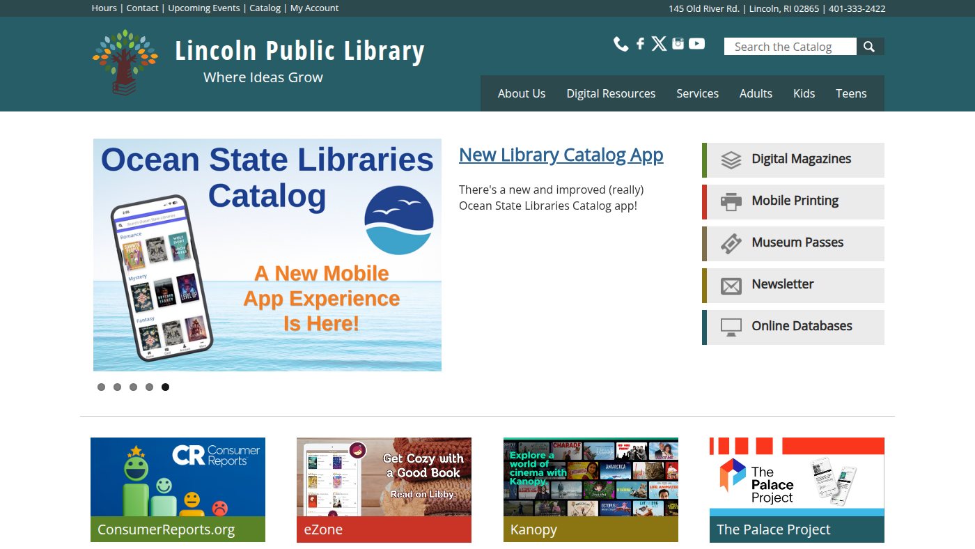 The home page of lincolnlibrary.com