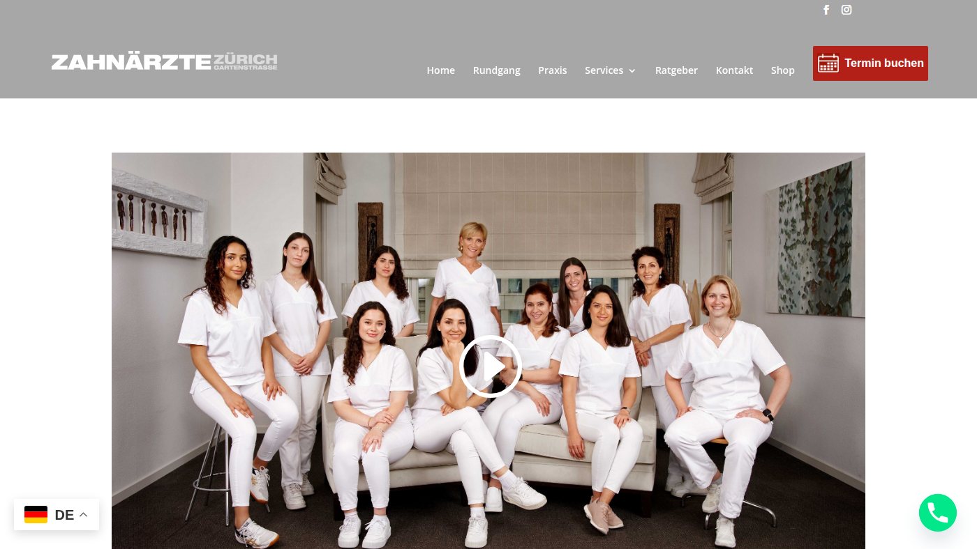 The home page of zahnarzt-zuerich-gartenstrasse.ch