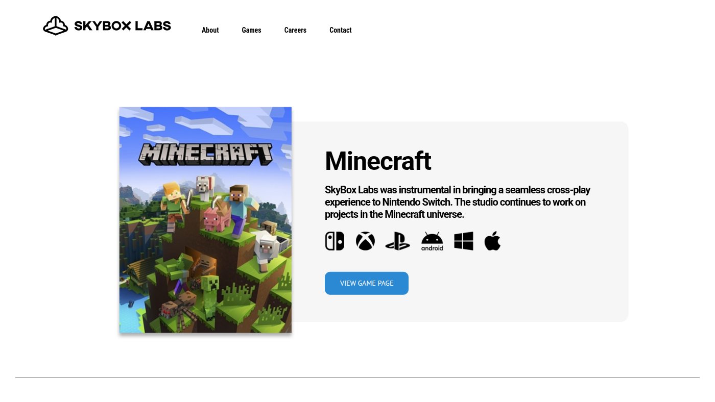 The home page of skyboxlabs.com