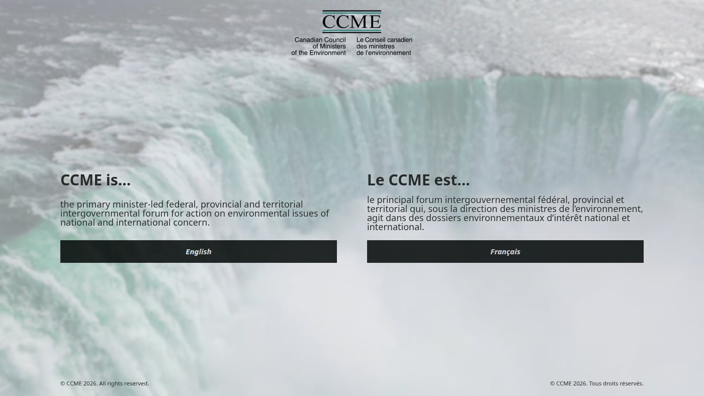The home page of ccme.ca