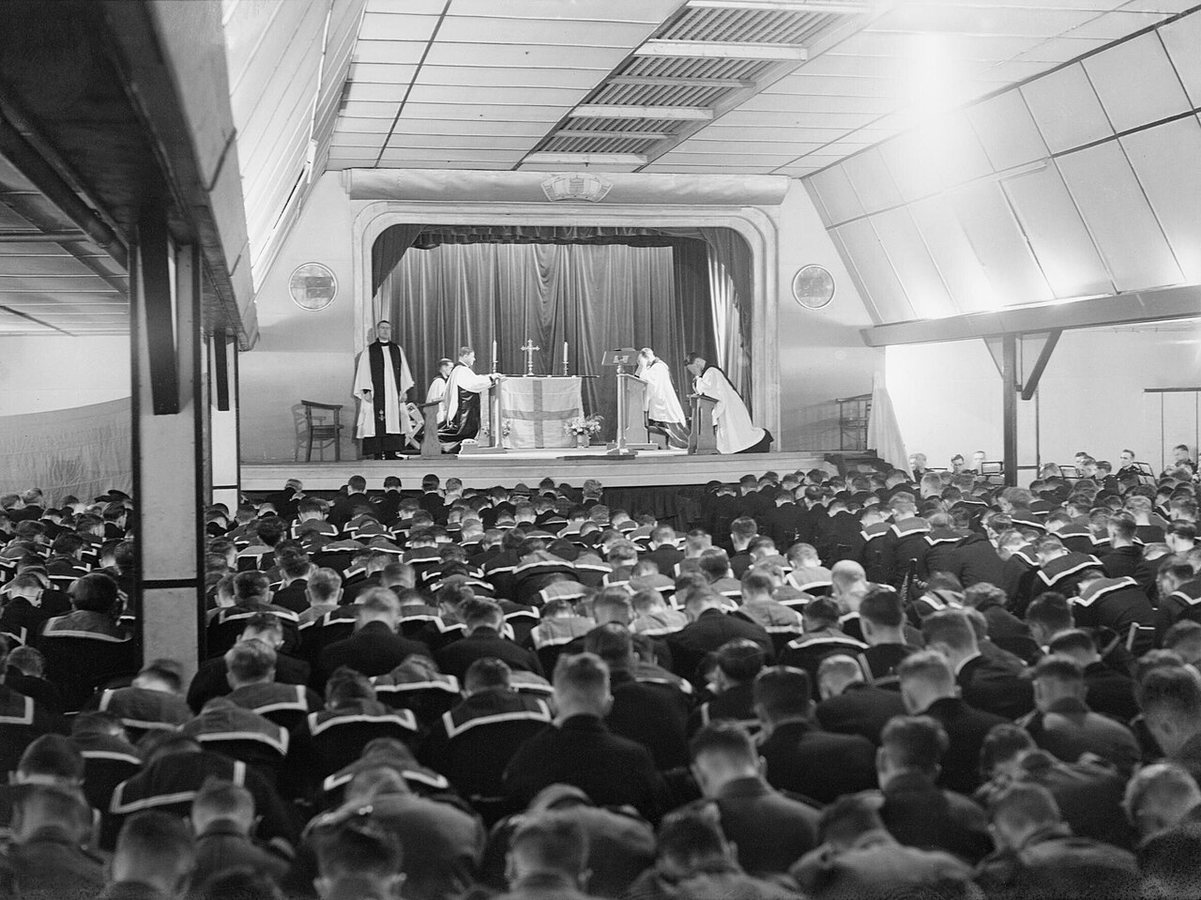William Temple: Temple conducts a service at Scapa Flow, September 1942