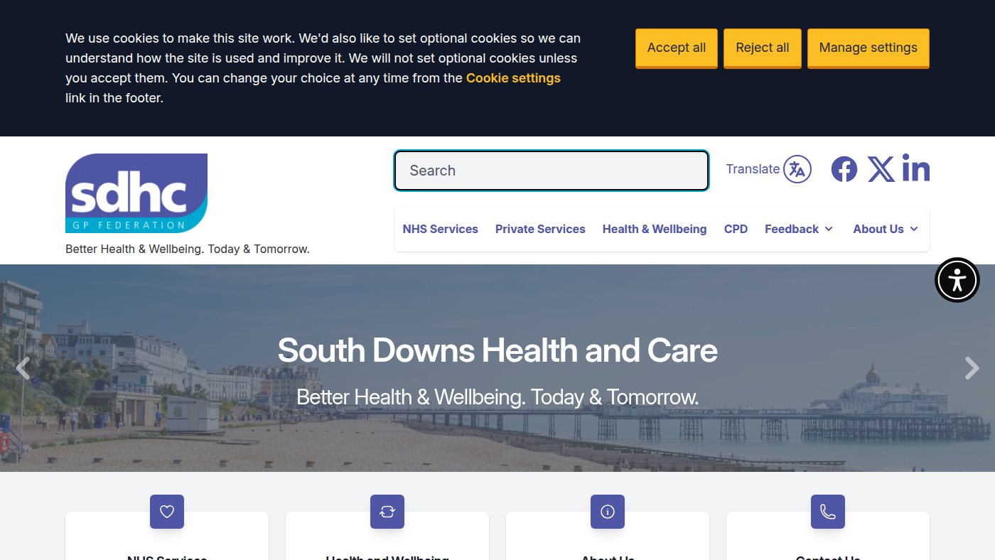 The home page of sdhc.org.uk