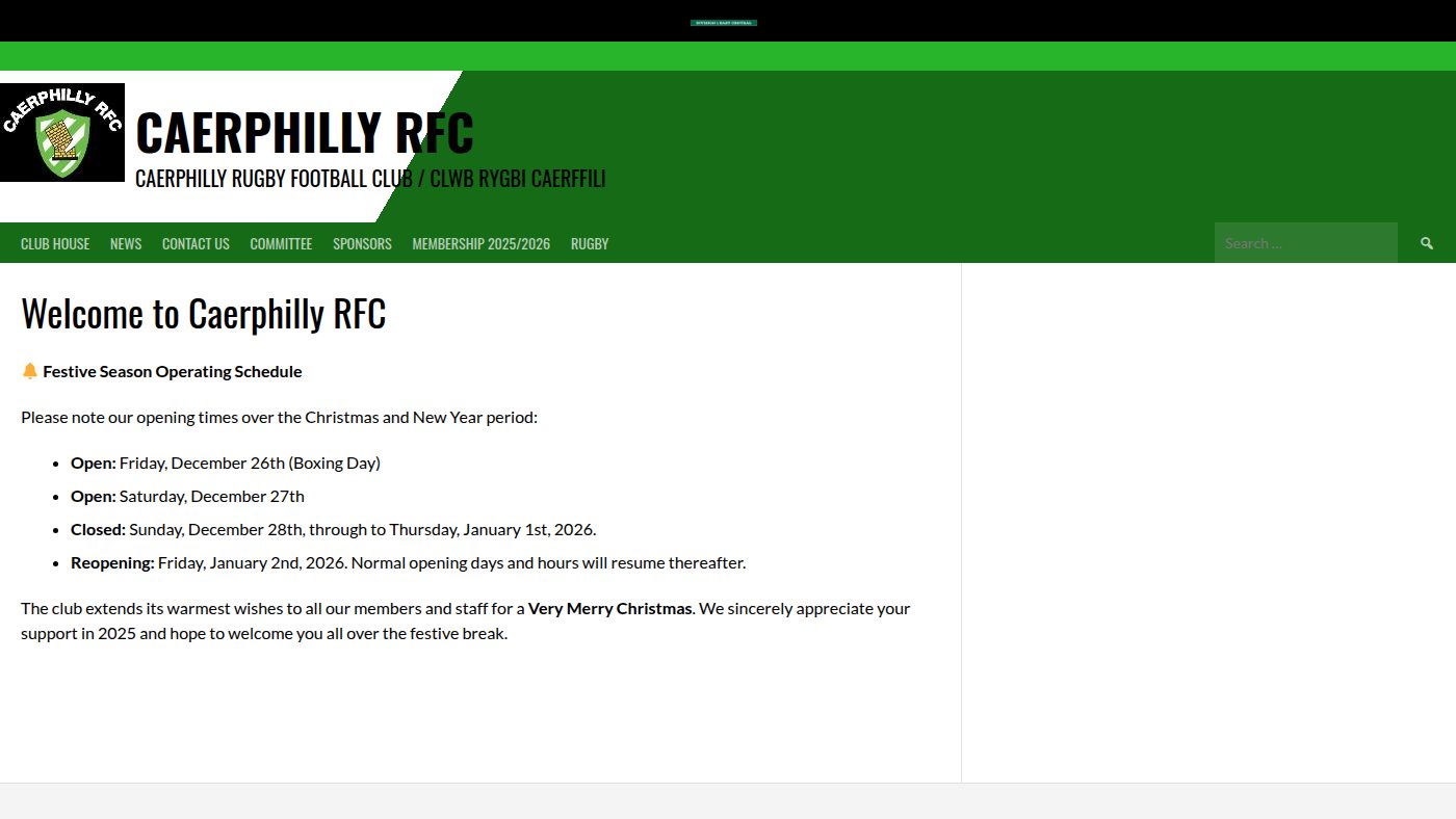 The home page of caerphilly.rfc.wales