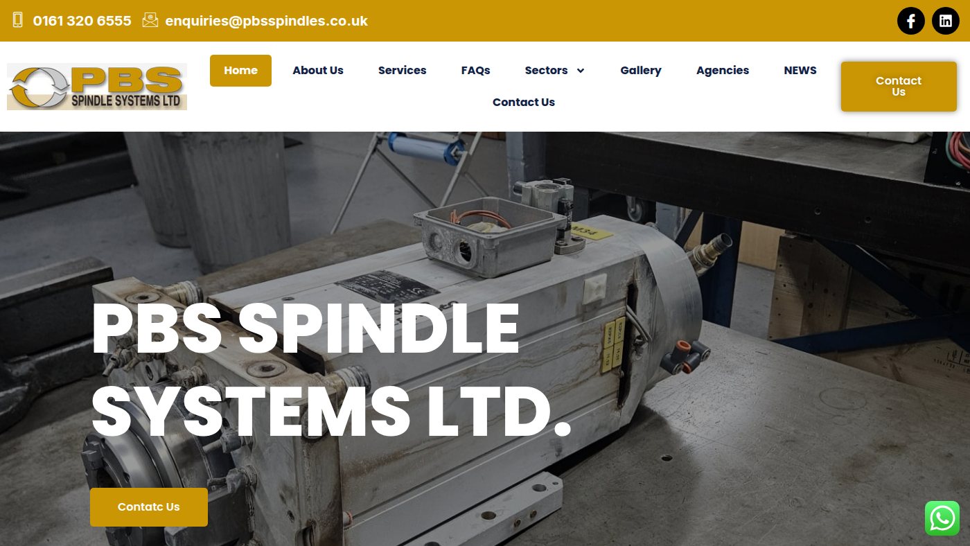 The home page of pbsspindles.co.uk