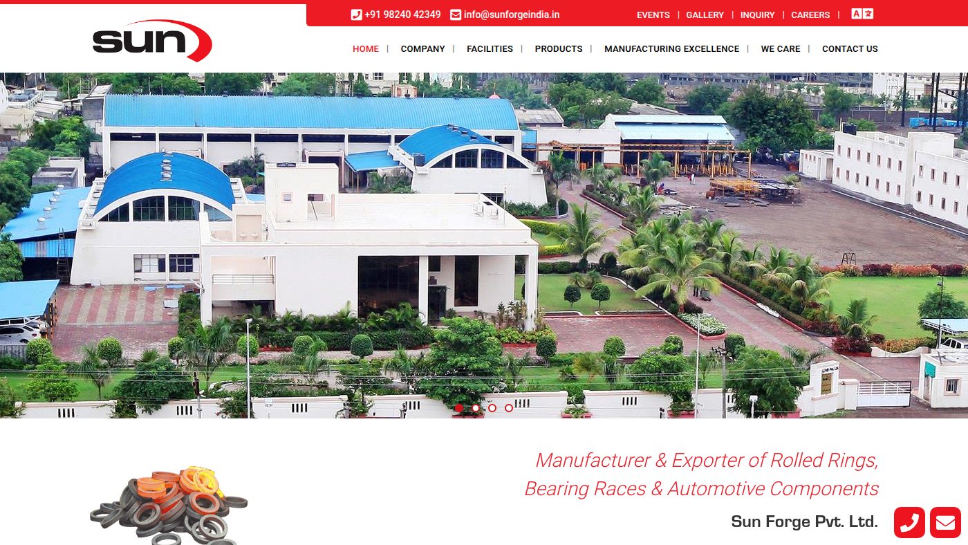 The home page of sunforgeindia.in