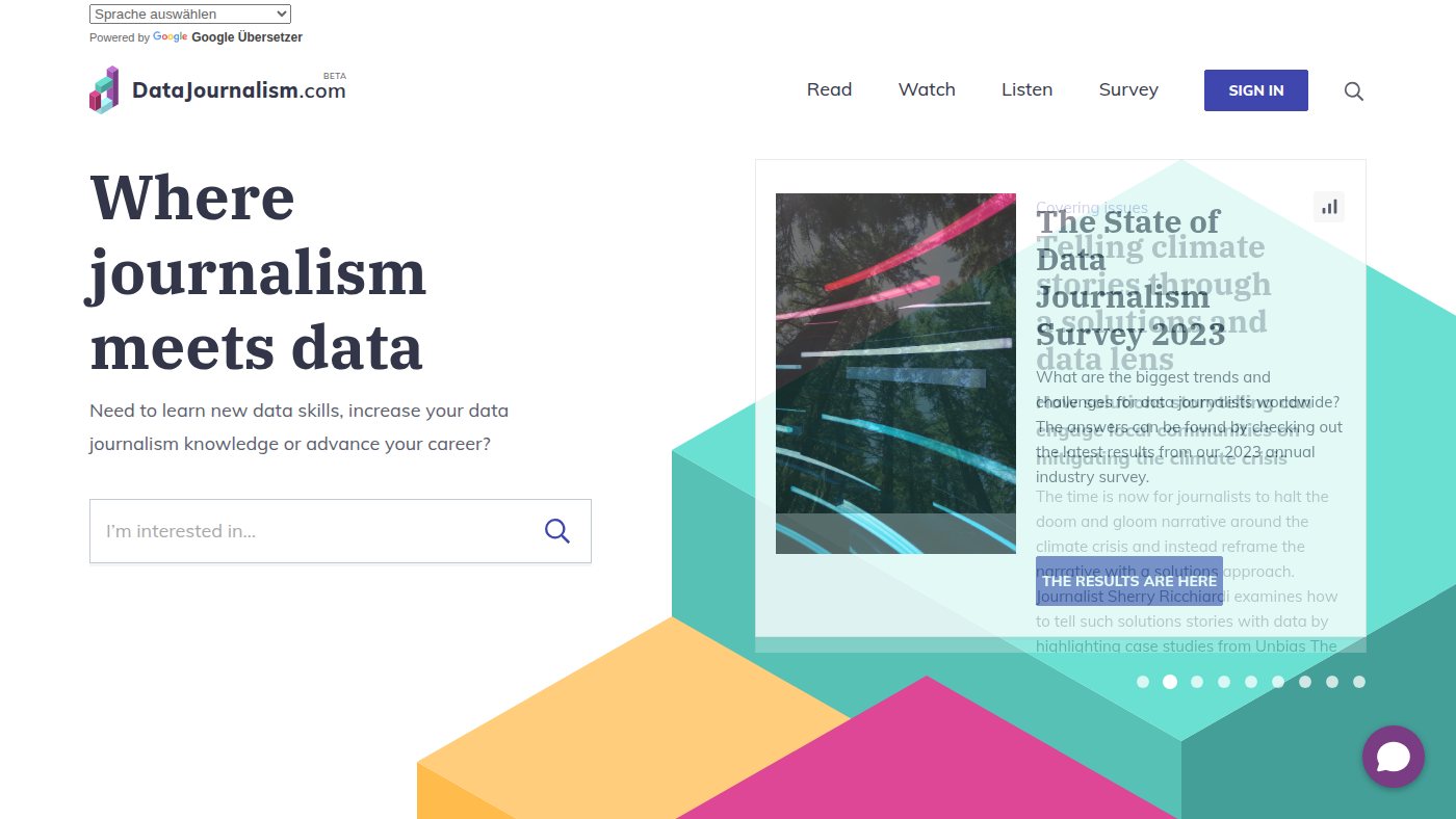 The home page of datajournalism.com