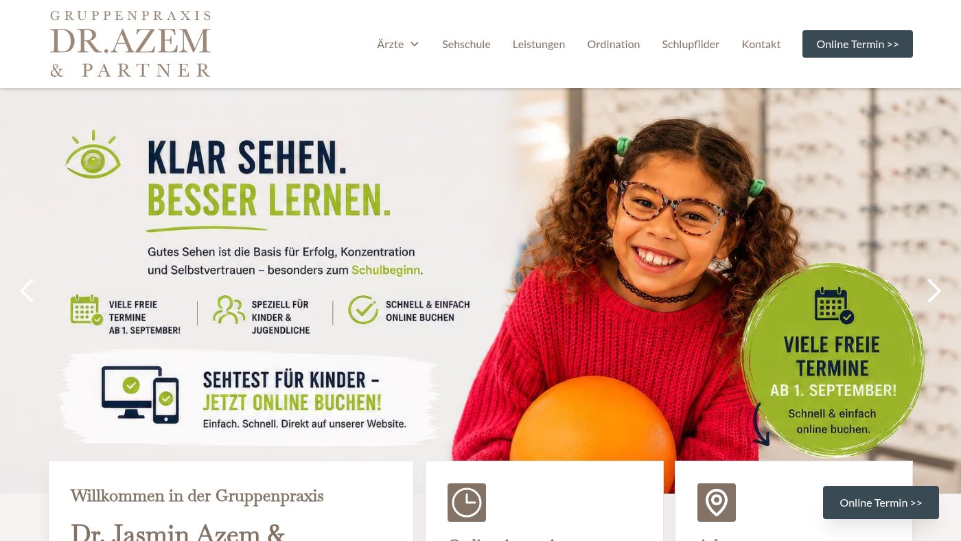 The home page of augenzentrum-azem.at