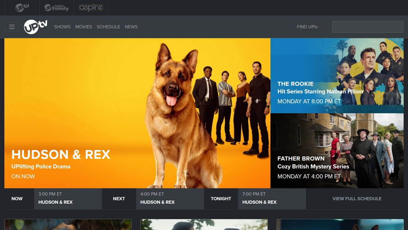 The home page of uptv.com