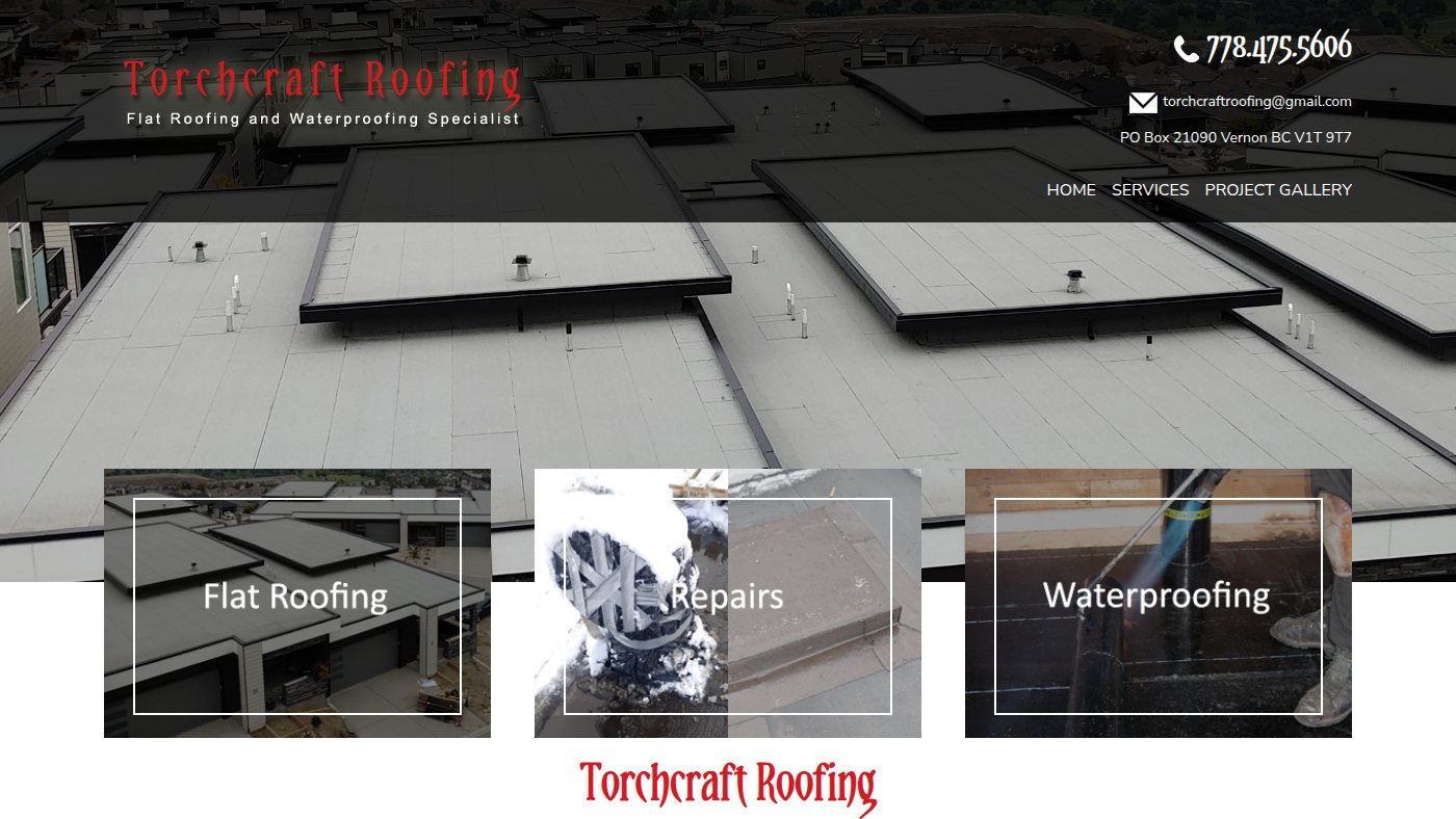 The home page of torchcraftroofing.ca