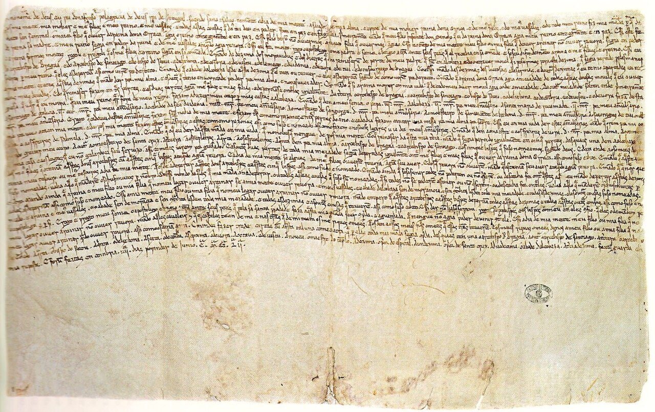 The Will of Afonso II preserved at the Torre do Tombo National Archives