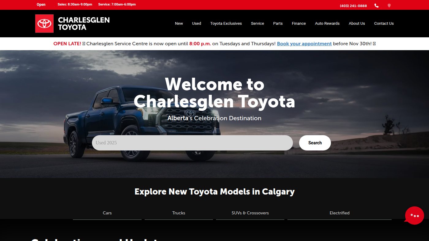 The home page of charlesglentoyota.com