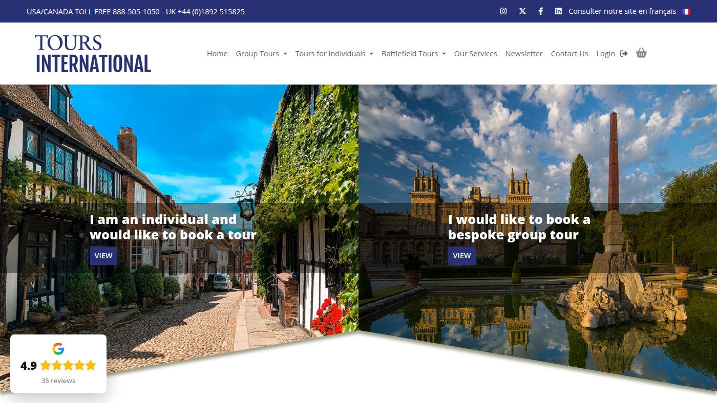 The home page of tours-international.com