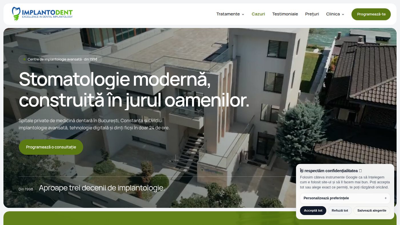 The home page of implantodent.ro